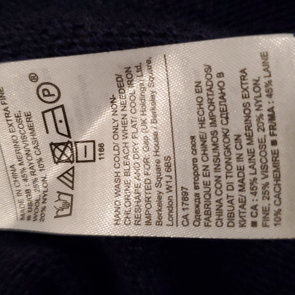 Banana Republic cashmere blend Navy Sweater with Tie Sleeve Details Size S EUC - Picture 7 of 8